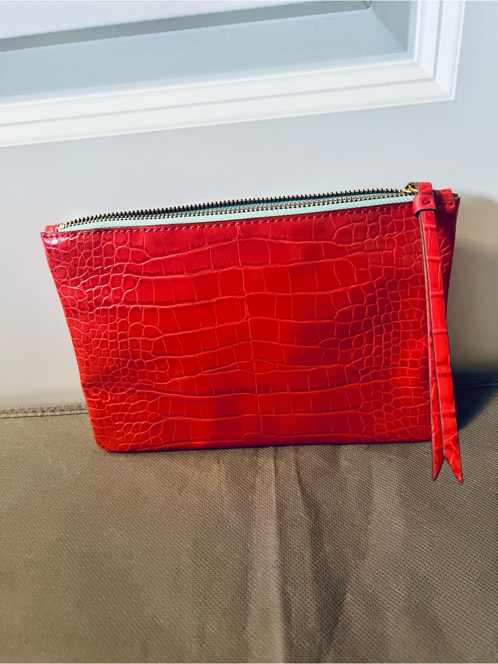 Banana Republic Red Croc-Embossed Clutch - Picture 9 of 11